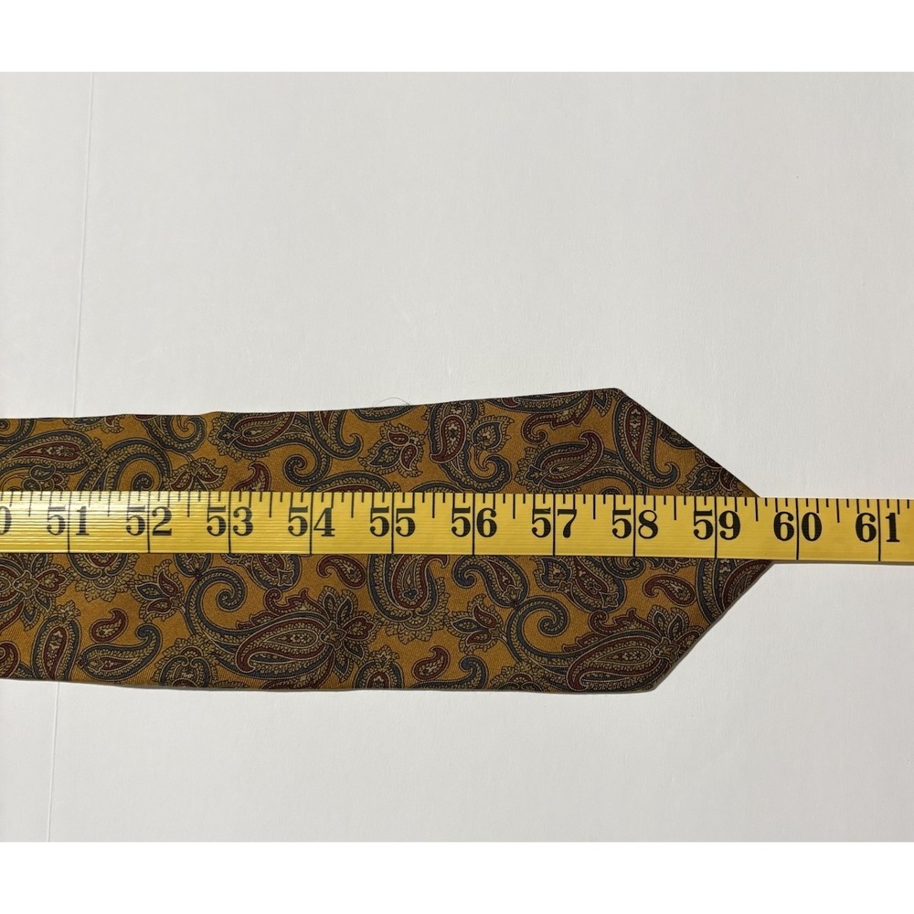 Brooks Brothers 346 Pure Silk Necktie Classic Paisley Pattern Yellow Background - Picture 10 of 10